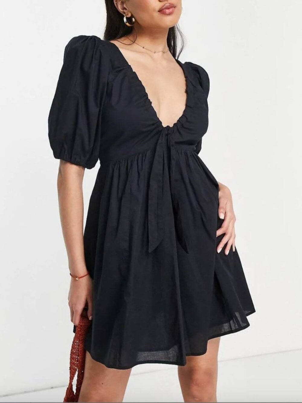 Abercrombie & Fitch Puff Sleeve Black Mini Dress XS